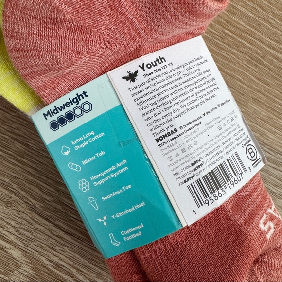 BOMBAS NEW youth 12T-Y3 girls midweight ankle socks 4-pack - Picture 3 of 3